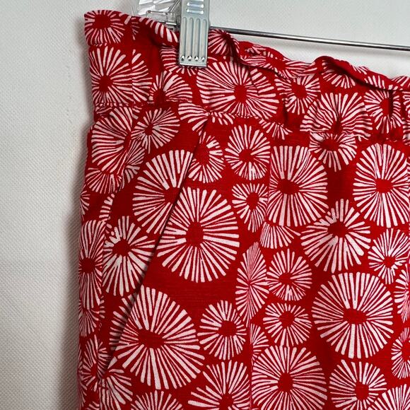LOFT Linen Viscose High Rise Red Shorts Size Large Breathable - Picture 2 of 8